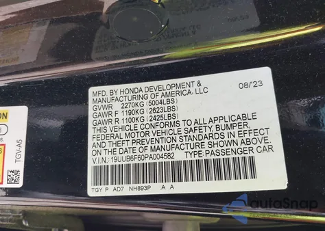 2023 Acura Tlx Advance Package из США, поврежденный, VIN 19UUB6F60PA004582